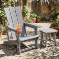 HDPE Outdoor Adirondack Chairs with Cup Holder-Gray - Gray - Adirondack Chairs