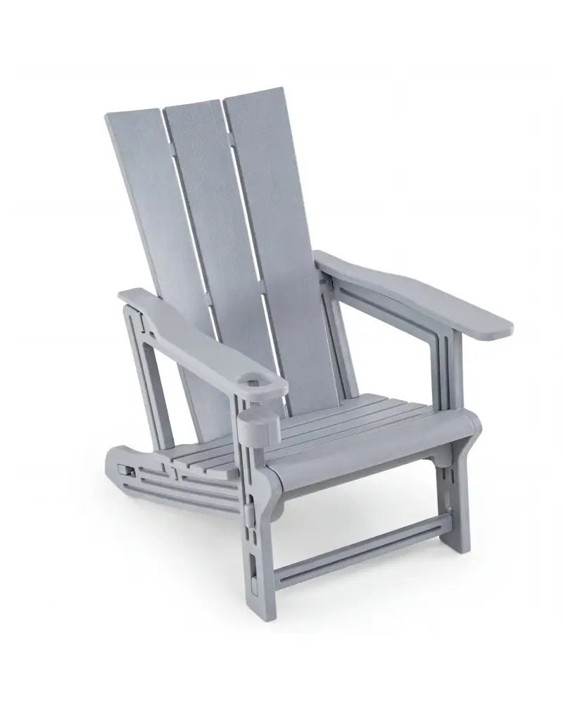 HDPE Outdoor Adirondack Chairs with Cup Holder-Gray - Gray - Adirondack Chairs