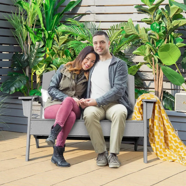 HDPE Patio Adirondack Chair for Porch Garden Backyard-Gray - Gray - Adirondack Chairs