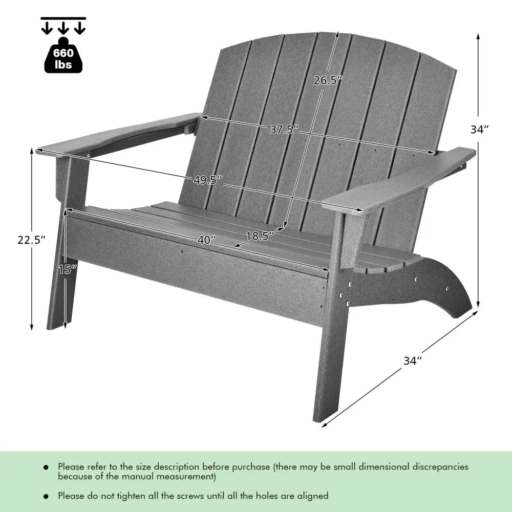 HDPE Patio Adirondack Chair for Porch Garden Backyard-Gray - Gray - Adirondack Chairs