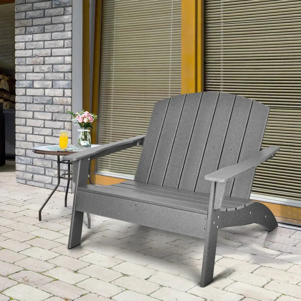 HDPE Patio Adirondack Chair for Porch Garden Backyard-Gray - Gray - Adirondack Chairs
