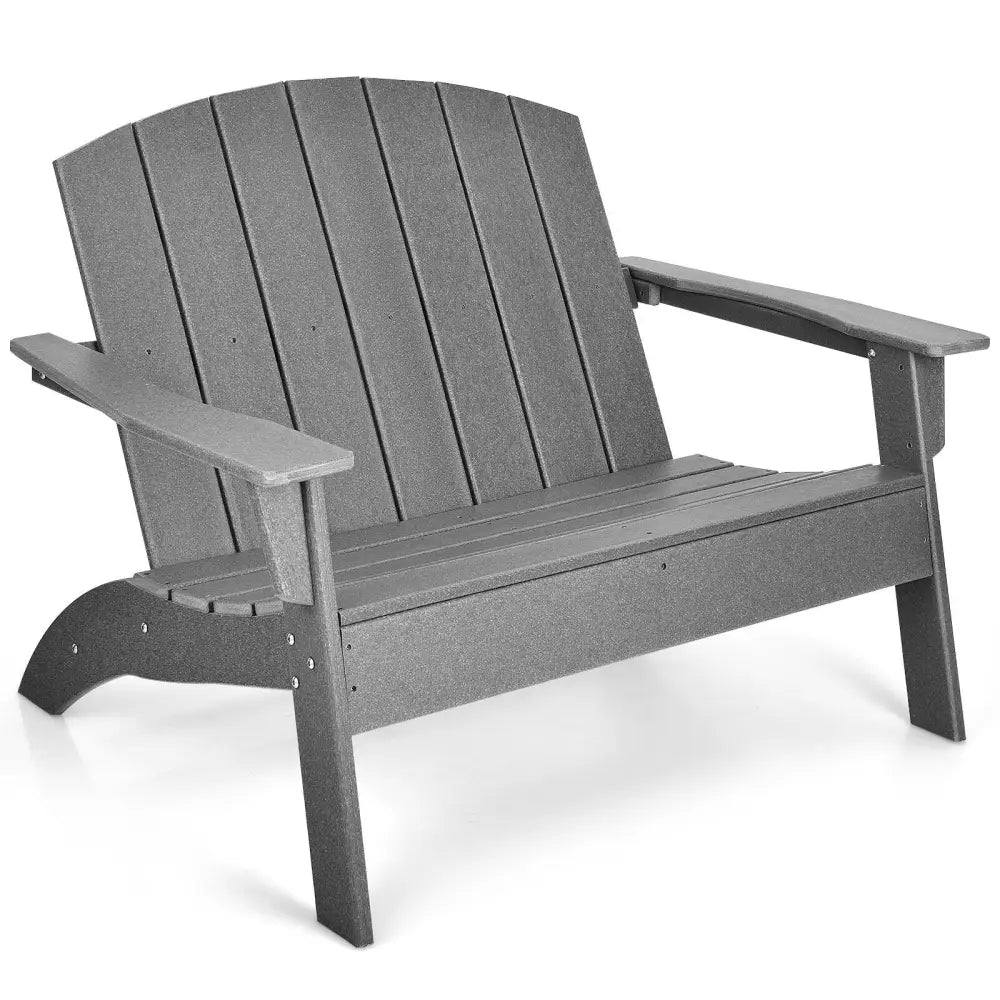 HDPE Patio Adirondack Chair for Porch Garden Backyard-Gray - Gray - Adirondack Chairs