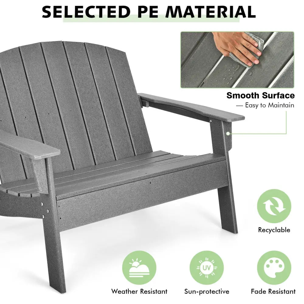 HDPE Patio Adirondack Chair for Porch Garden Backyard-Gray - Gray - Adirondack Chairs