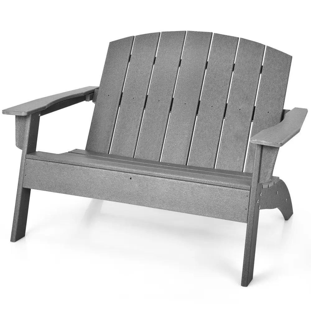 HDPE Patio Adirondack Chair for Porch Garden Backyard-Gray - Gray - Adirondack Chairs