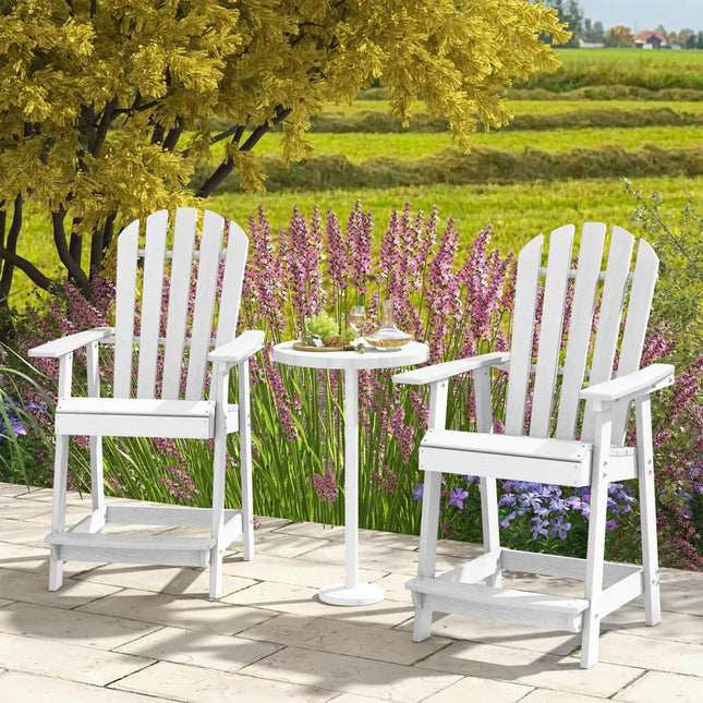 HDPE Patio Chair with Armrest and Footrest for Indoor Outdoor-White - White - Adirondack Chairs