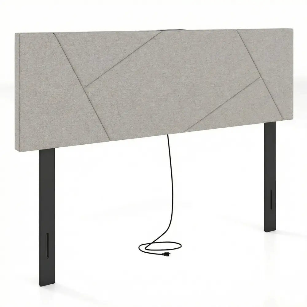 Headboard for Full Size Bed and Queen Geometric Upholstered Head Board-Gray - Gray - Headboards