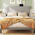Headboard for Full Size Bed and Queen Geometric Upholstered Head Board-Gray - Gray - Headboards