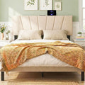 Headboard for Queen and Full Size Bed Geometric Upholstered Head Board-Beige - Beige - Headboards
