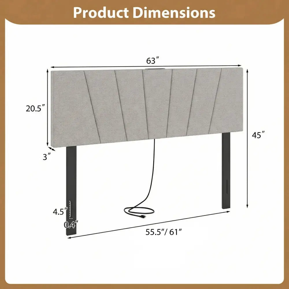 Headboard for Queen and Full Size Bed Geometric Upholstered Head Board-Gray - Gray - Headboards