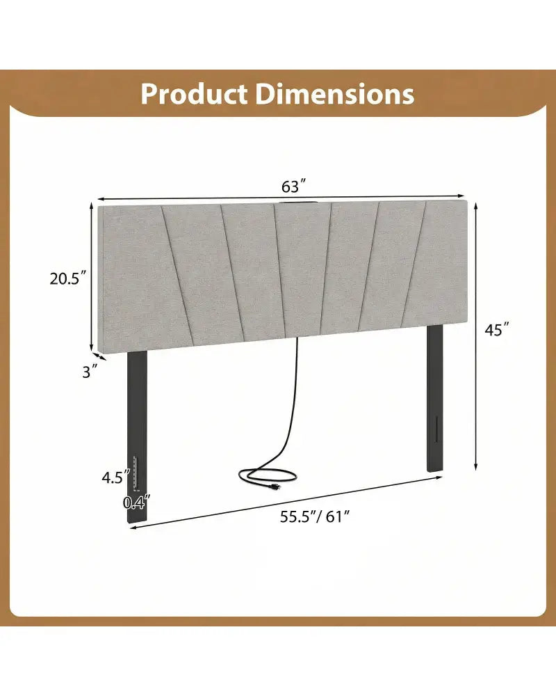 Headboard for Queen and Full Size Bed Geometric Upholstered Head Board-Gray - Gray - Headboards