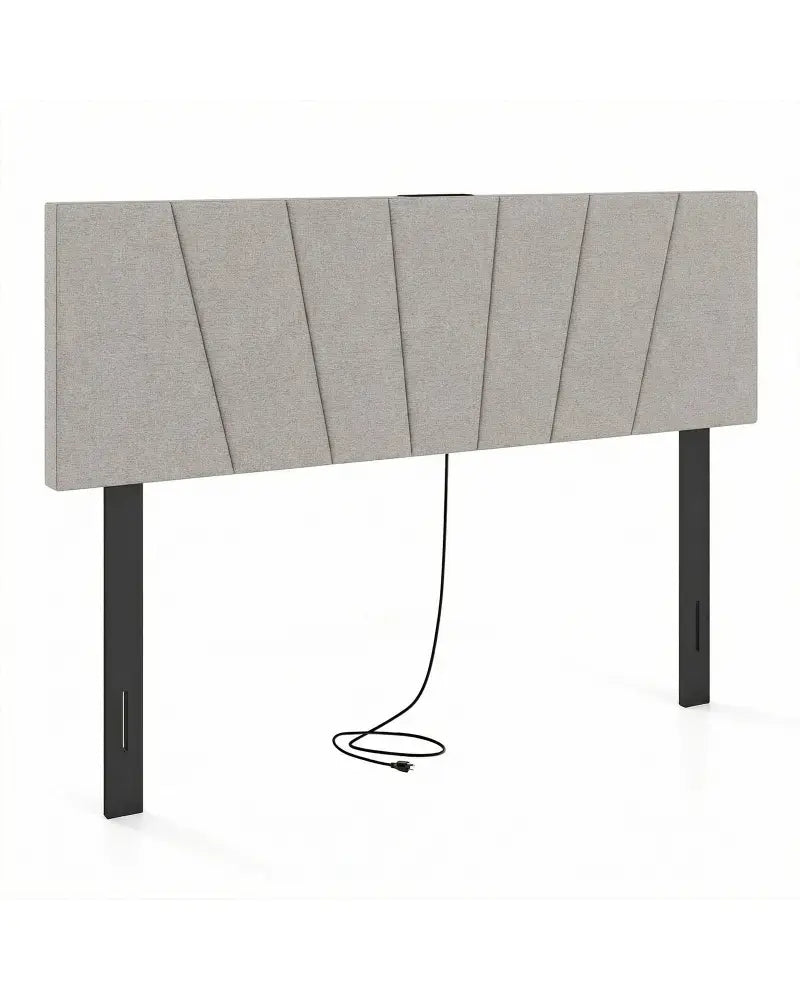 Headboard for Queen and Full Size Bed Geometric Upholstered Head Board-Gray - Gray - Headboards