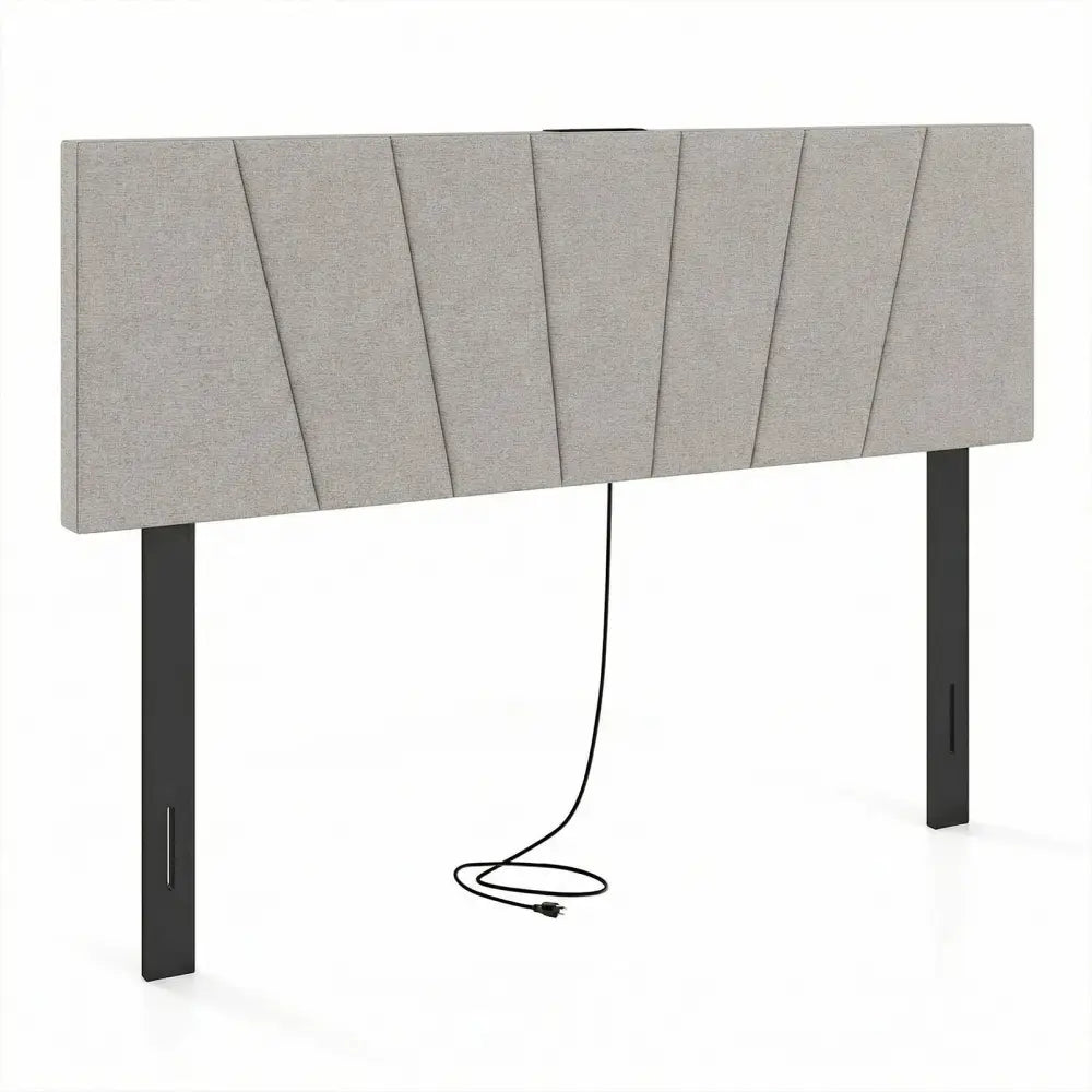 Headboard for Queen and Full Size Bed Geometric Upholstered Head Board-Gray - Gray - Headboards