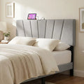 Headboard for Queen and Full Size Bed Geometric Upholstered Head Board-Gray - Gray - Headboards