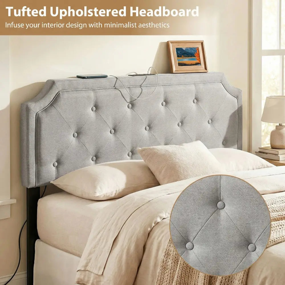 Headboard for Queen and Full Size Bed Tufted Upholstered Head Board-Gray - Gray - Headboards