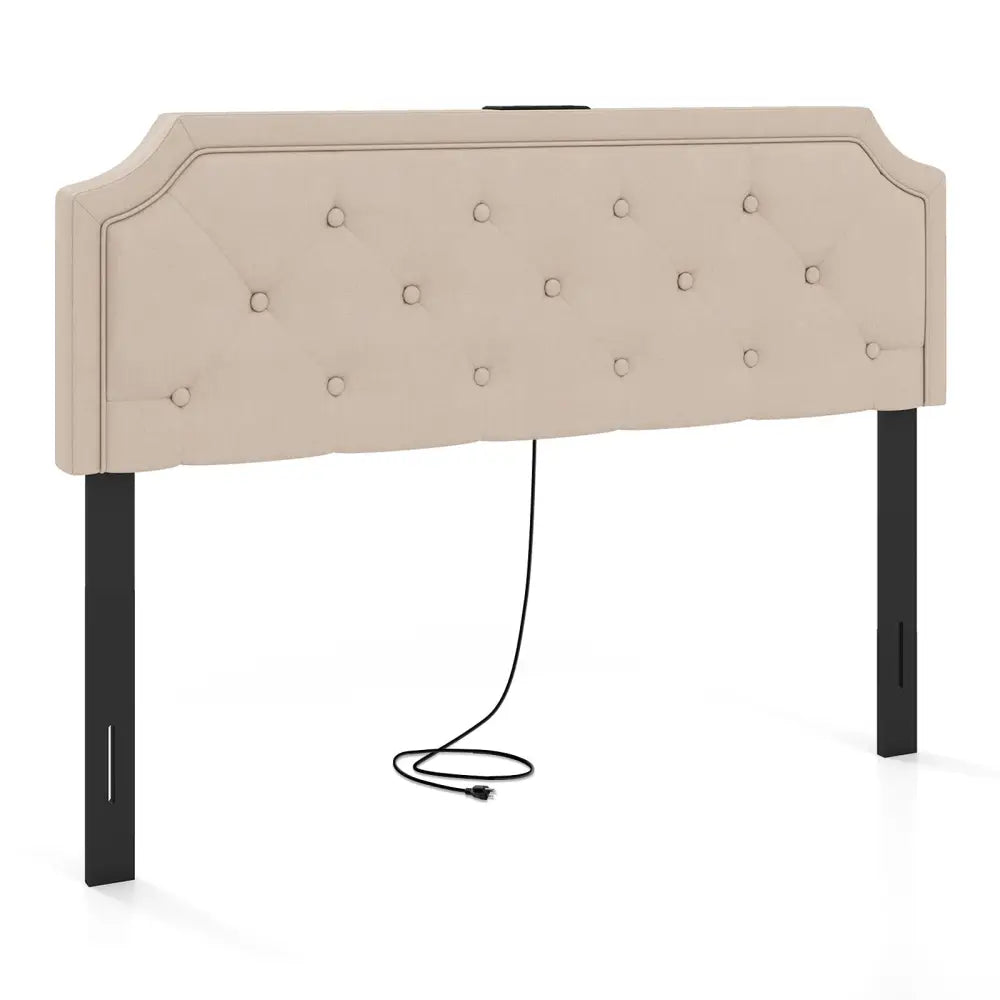 Headboard for Queen and Full Size Bed Tufted Upholstered Head Board-Beige - Beige - Headboards