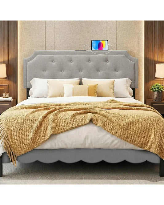 Headboard for Queen and Full Size Bed Tufted Upholstered Head Board-Gray - Gray - Headboards