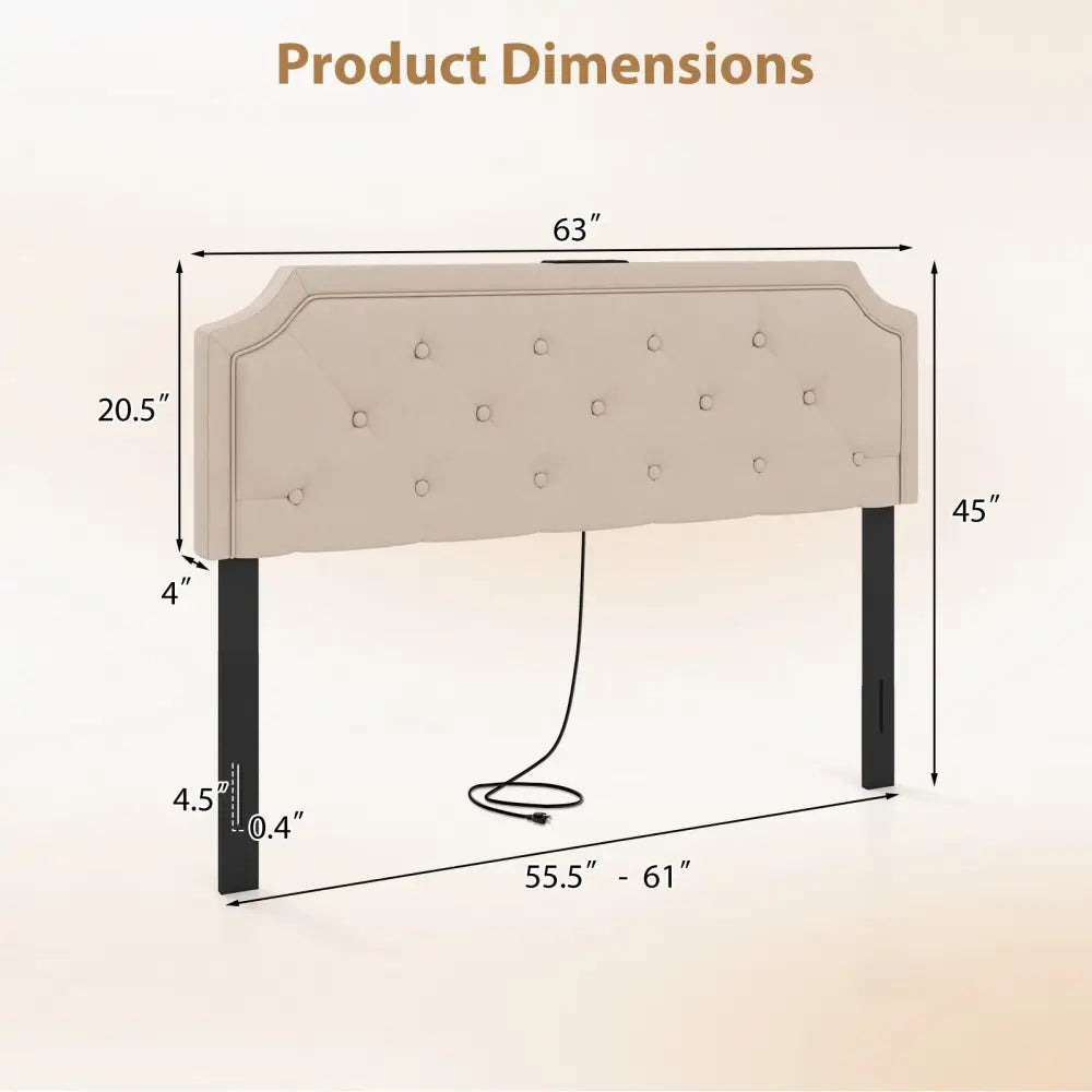 Headboard for Queen and Full Size Bed Tufted Upholstered Head Board-Beige - Beige - Headboards