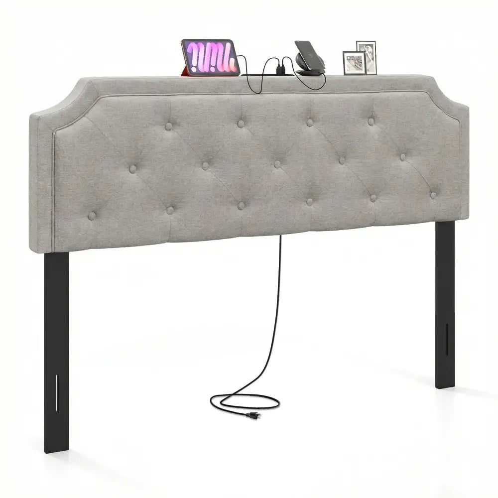 Headboard for Queen and Full Size Bed Tufted Upholstered Head Board-Gray - Gray - Headboards