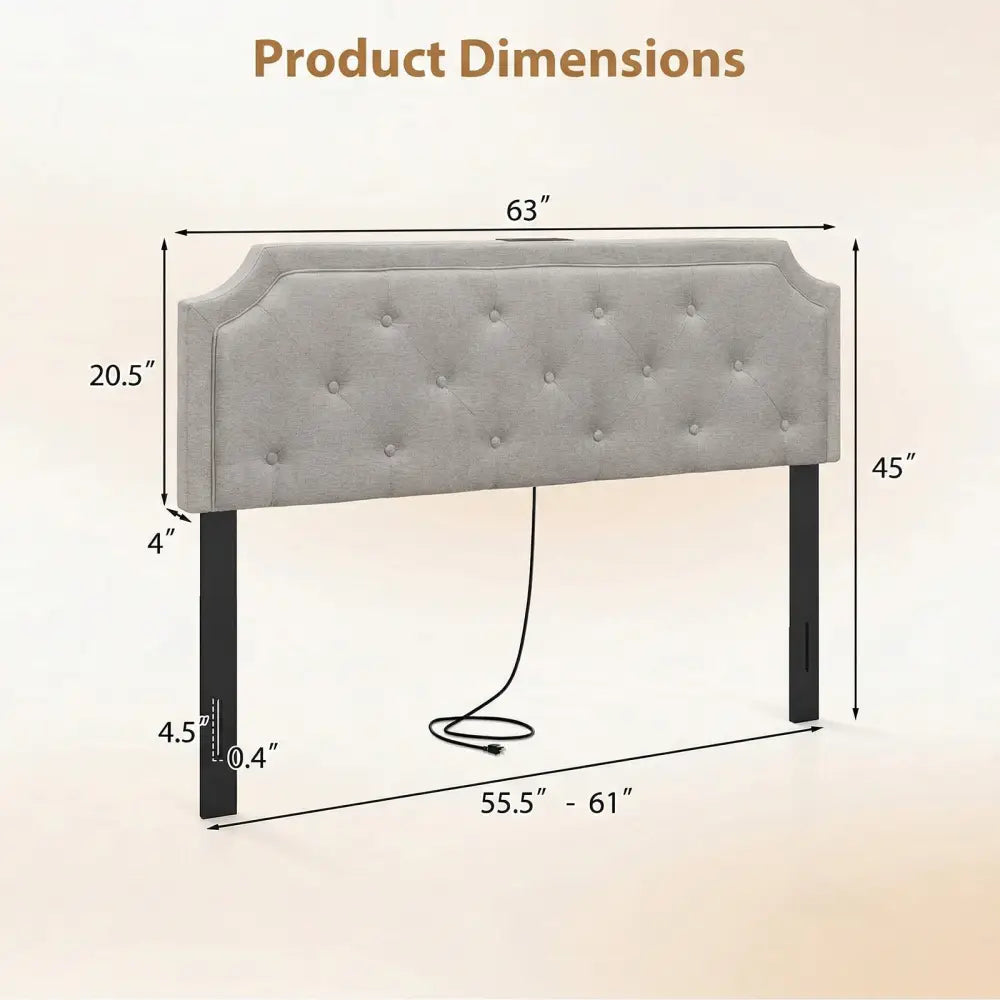 Headboard for Queen and Full Size Bed Tufted Upholstered Head Board-Gray - Gray - Headboards