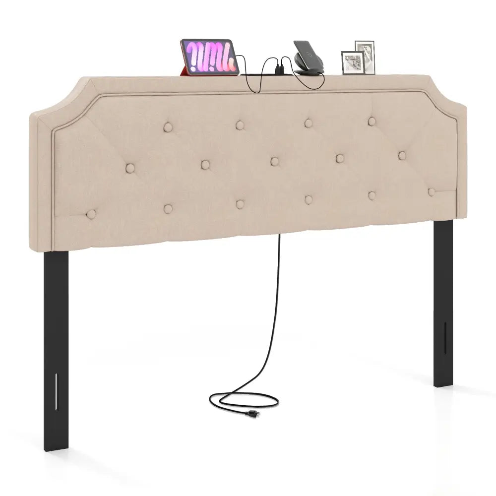 Headboard for Queen and Full Size Bed Tufted Upholstered Head Board-Beige - Beige - Headboards