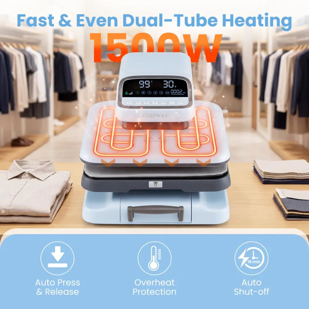 Heat Press Machine with Auto Release for T Shirts-Blue - Blue - Washers & Dryers