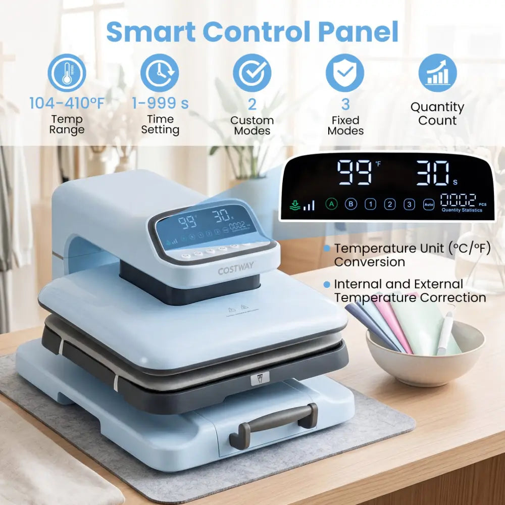 Heat Press Machine with Auto Release for T Shirts-Blue - Blue - Washers & Dryers