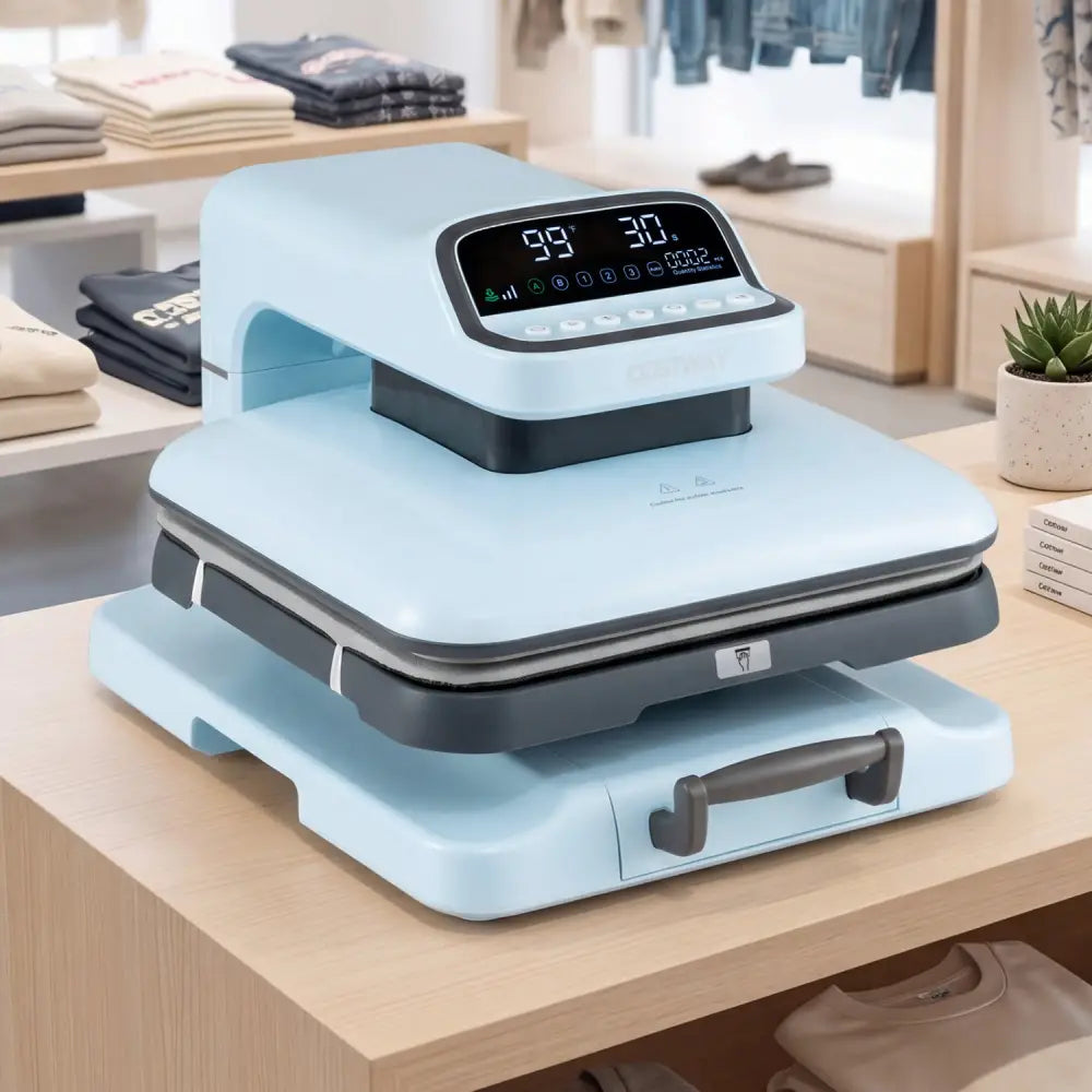Heat Press Machine with Auto Release for T Shirts-Blue - Blue - Washers & Dryers