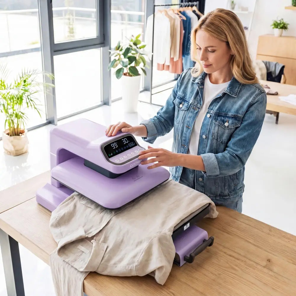 Heat Press Machine with Auto Release for T Shirts-Purple - Purple - Washers & Dryers