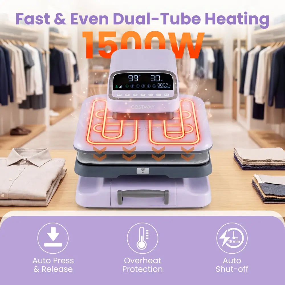 Heat Press Machine with Auto Release for T Shirts-Purple - Purple - Washers & Dryers