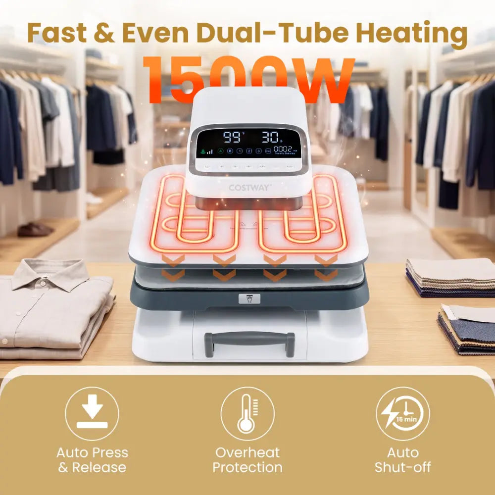 Heat Press Machine with Auto Release for T Shirts-White - White - Washers & Dryers