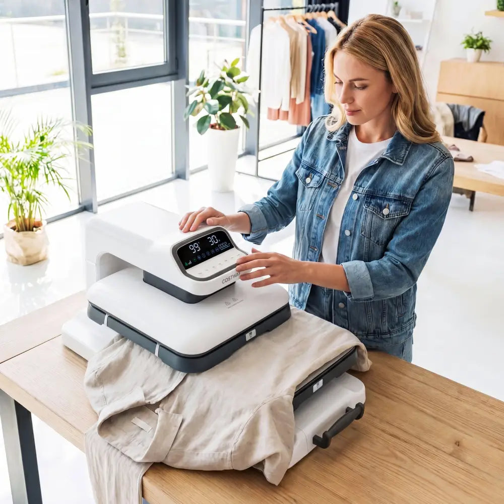 Heat Press Machine with Auto Release for T Shirts-White - White - Washers & Dryers