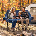 Heated Double Camping Chair with 4 Heating Zones and Wine Glass Holders-Navy - Navy - Camping Furniture