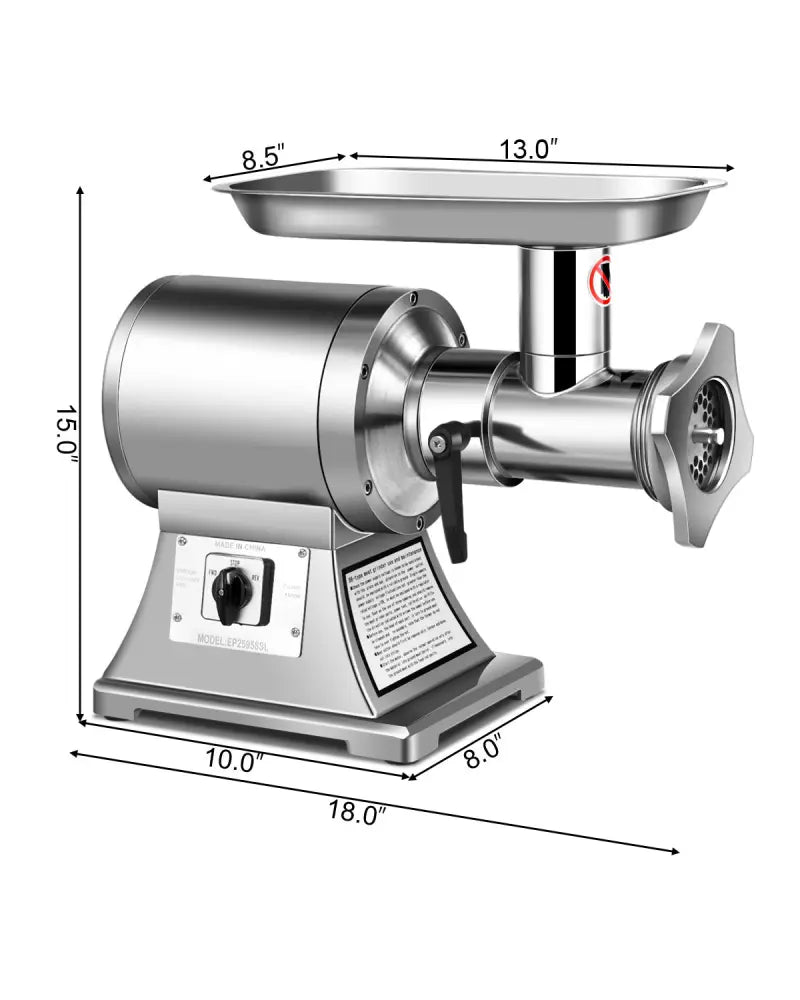 Heavy Duty 1.5HP 1100W 550LB/h Commercial Grade Meat Grinder - Silver - Food Grinders & Mills
