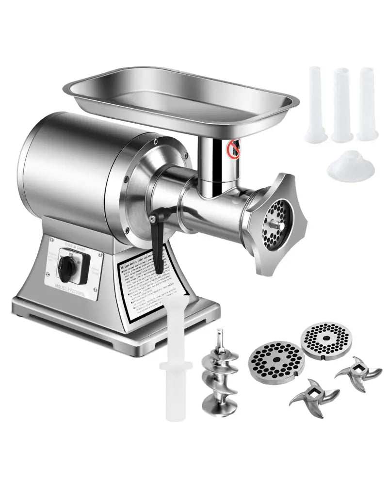 Heavy Duty 1.5HP 1100W 550LB/h Commercial Grade Meat Grinder - Silver - Food Grinders & Mills