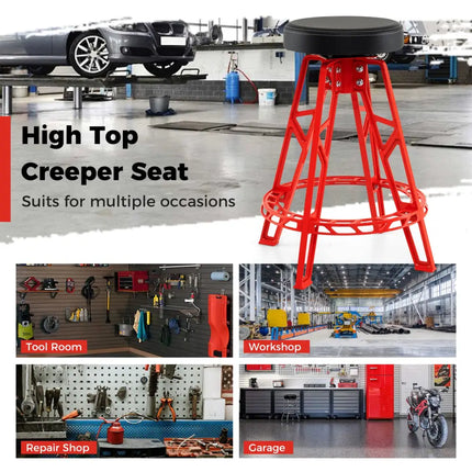 Heavy-Duty Aluminum Garage Bar Chair with 360° Swiveling Seat-Red - Red - Garages