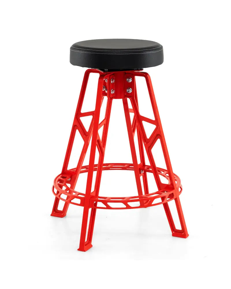 Heavy-Duty Aluminum Garage Bar Chair with 360° Swiveling Seat-Red - Red - Garages