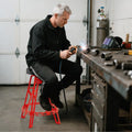 Heavy-Duty Aluminum Garage Bar Chair with 360° Swiveling Seat-Red - Red - Garages