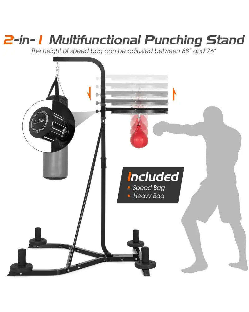 Heavy Duty Boxing Punching Stand With Heavy Bag - Gray - Boxing & Martial Arts