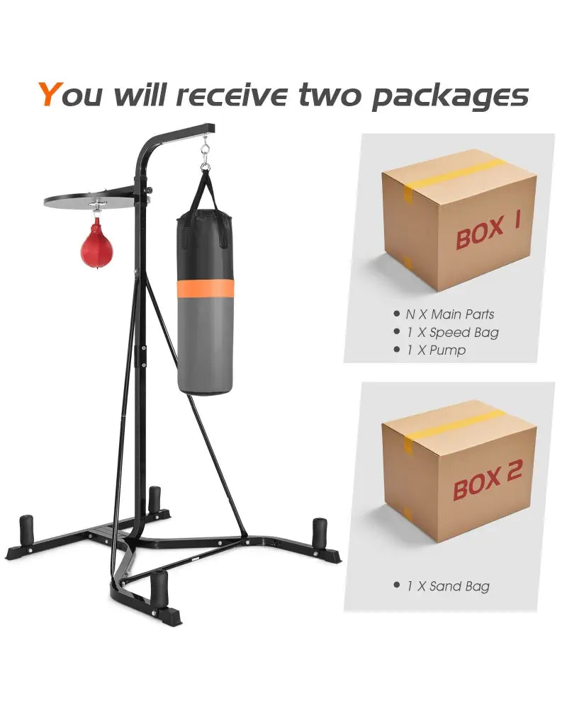 Heavy Duty Boxing Punching Stand With Heavy Bag - Gray - Boxing & Martial Arts