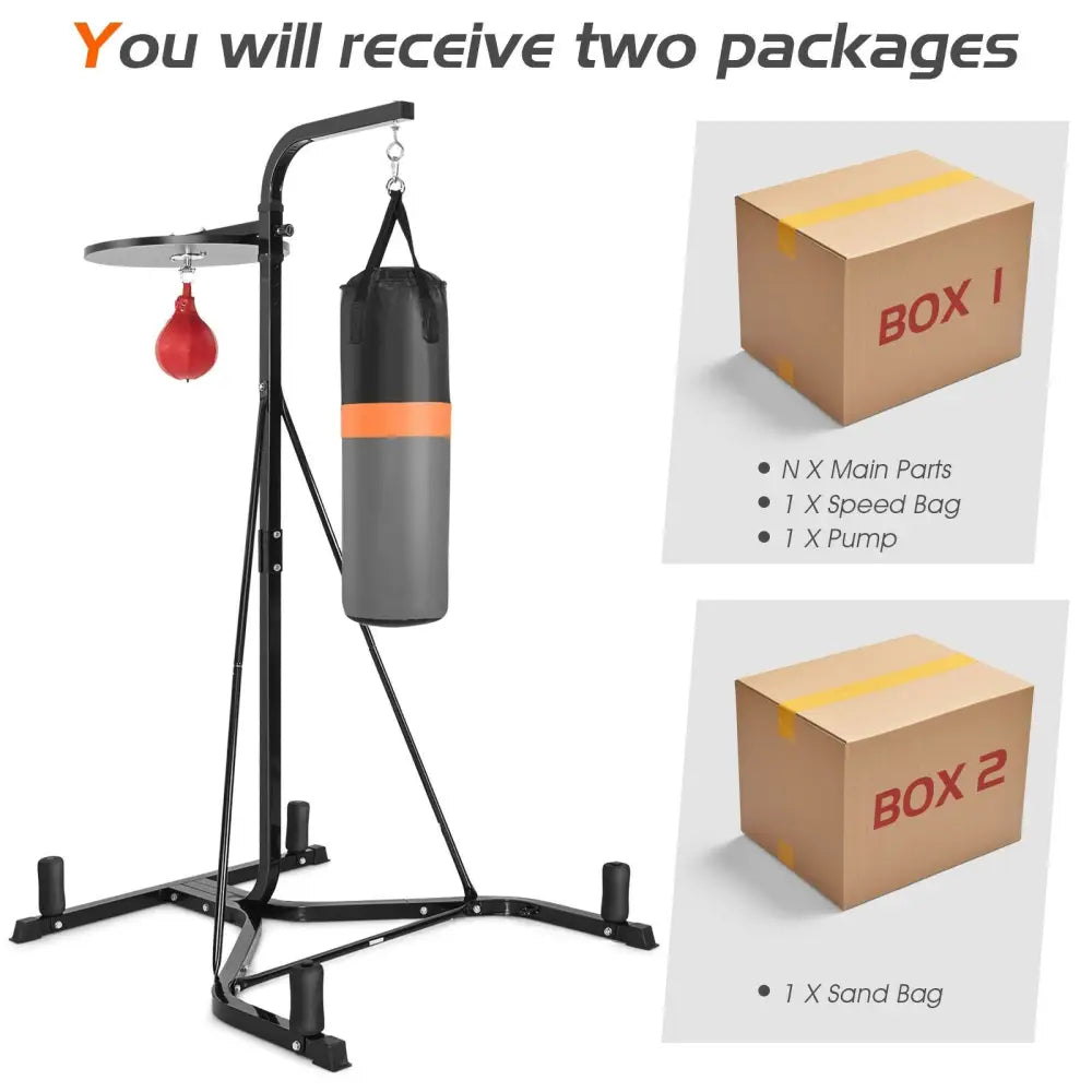 Heavy Duty Boxing Punching Stand With Heavy Bag - Gray - Boxing & Martial Arts