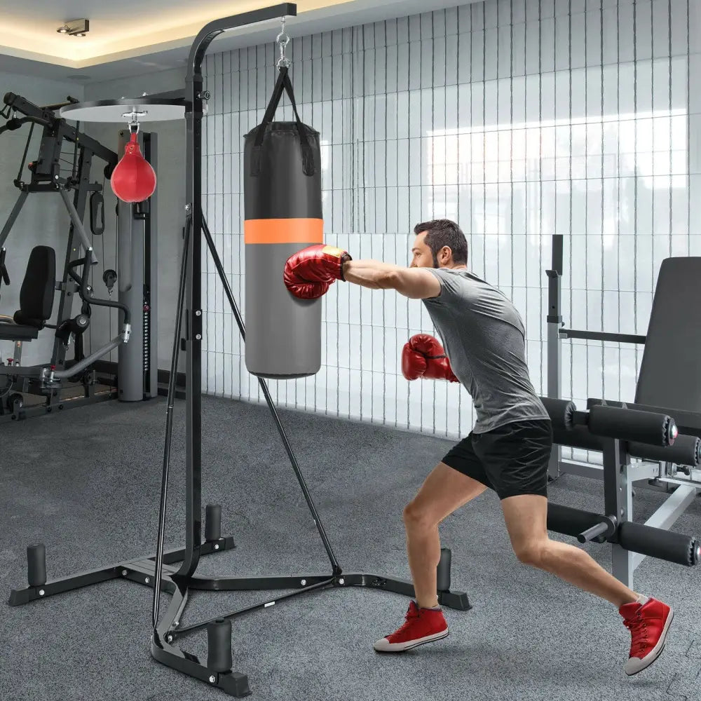 Heavy Duty Boxing Punching Stand With Heavy Bag - Gray - Boxing & Martial Arts