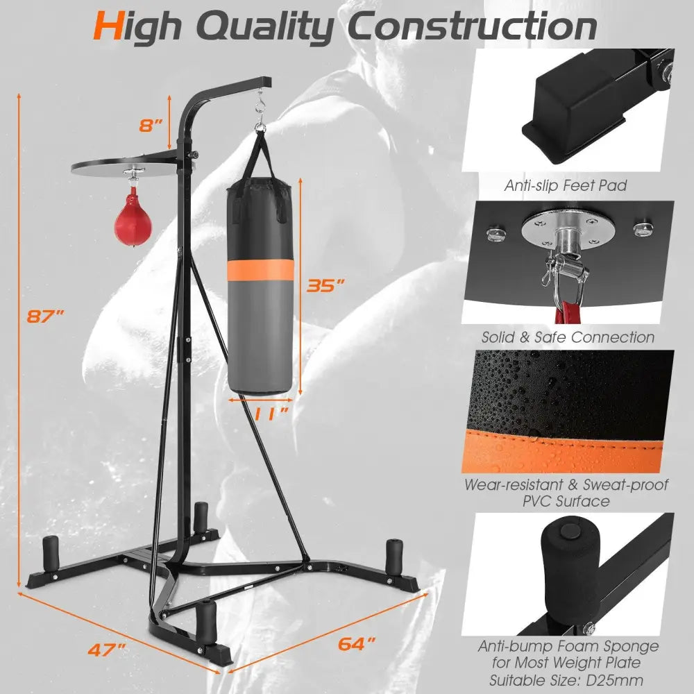 Heavy Duty Boxing Punching Stand With Heavy Bag - Gray - Boxing & Martial Arts