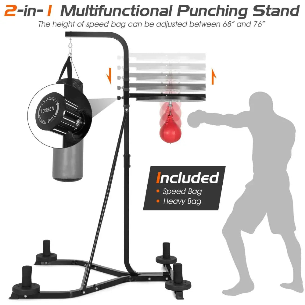 Heavy Duty Boxing Punching Stand With Heavy Bag - Gray - Boxing & Martial Arts