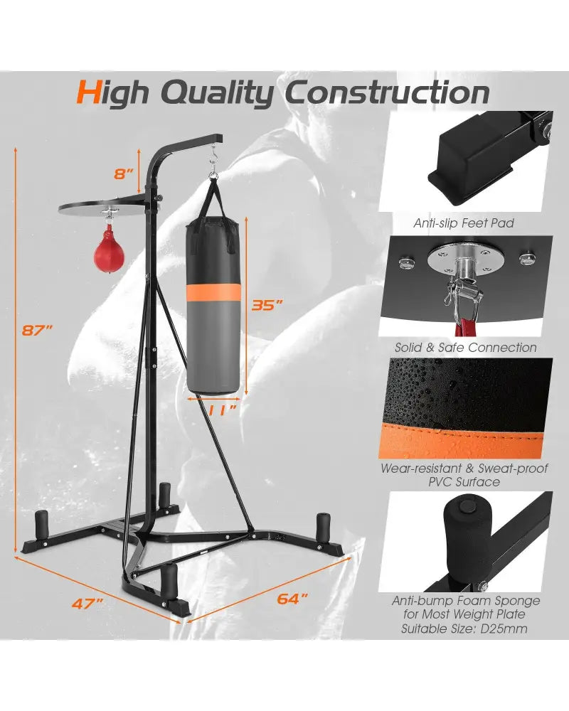 Heavy Duty Boxing Punching Stand With Heavy Bag - Gray - Boxing & Martial Arts