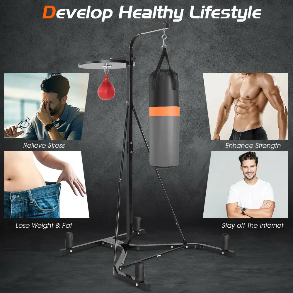 Heavy Duty Boxing Punching Stand With Heavy Bag - Gray - Boxing & Martial Arts