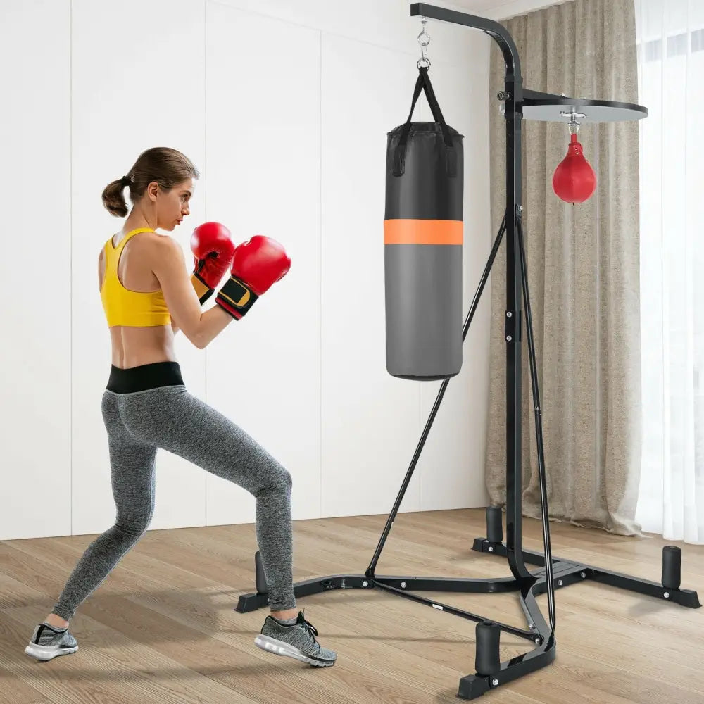 Heavy Duty Boxing Punching Stand With Heavy Bag - Gray - Boxing & Martial Arts