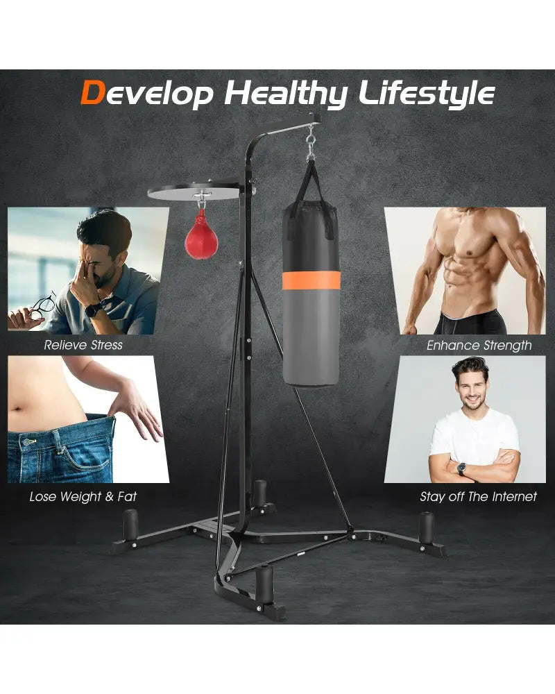 Heavy Duty Boxing Punching Stand With Heavy Bag - Gray - Boxing & Martial Arts