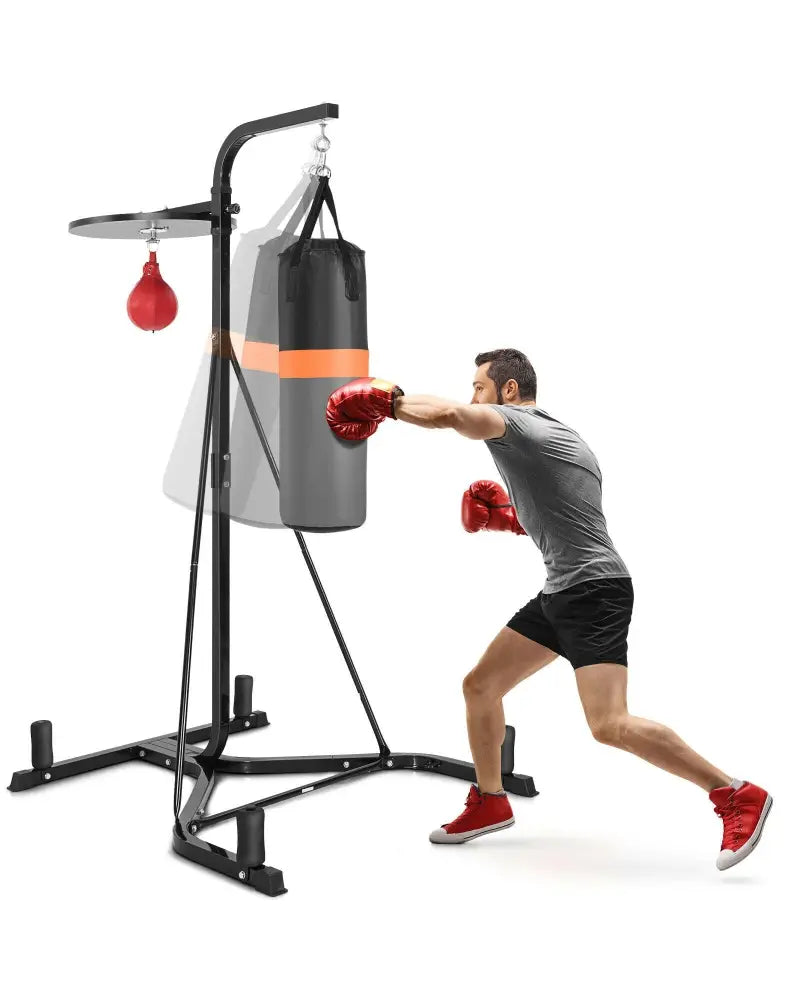 Heavy Duty Boxing Punching Stand With Heavy Bag - Gray - Boxing & Martial Arts