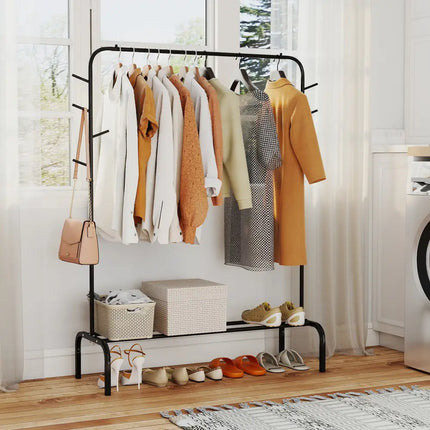 Heavy Duty Clothes Rack 50-Inch Wide Metal Garment Wardrobe Rack-Black - Black - Clothing & Closet Storage