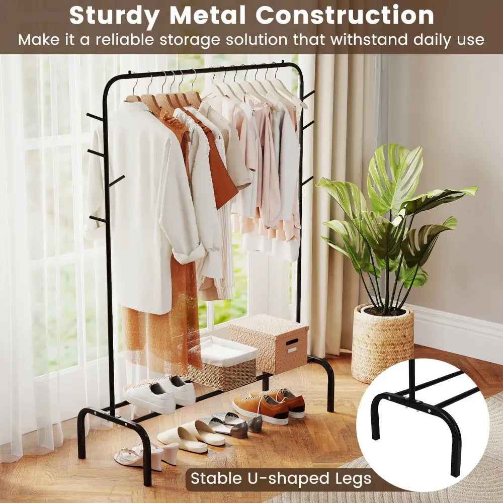 Heavy Duty Clothes Rack 50-Inch Wide Metal Garment Wardrobe Rack-Black - Black - Clothing & Closet Storage